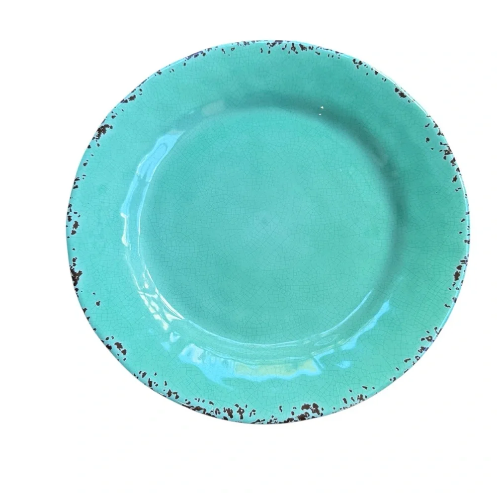 Tommy Bahama Dinner Plate Melamine Green Crackle Rustic